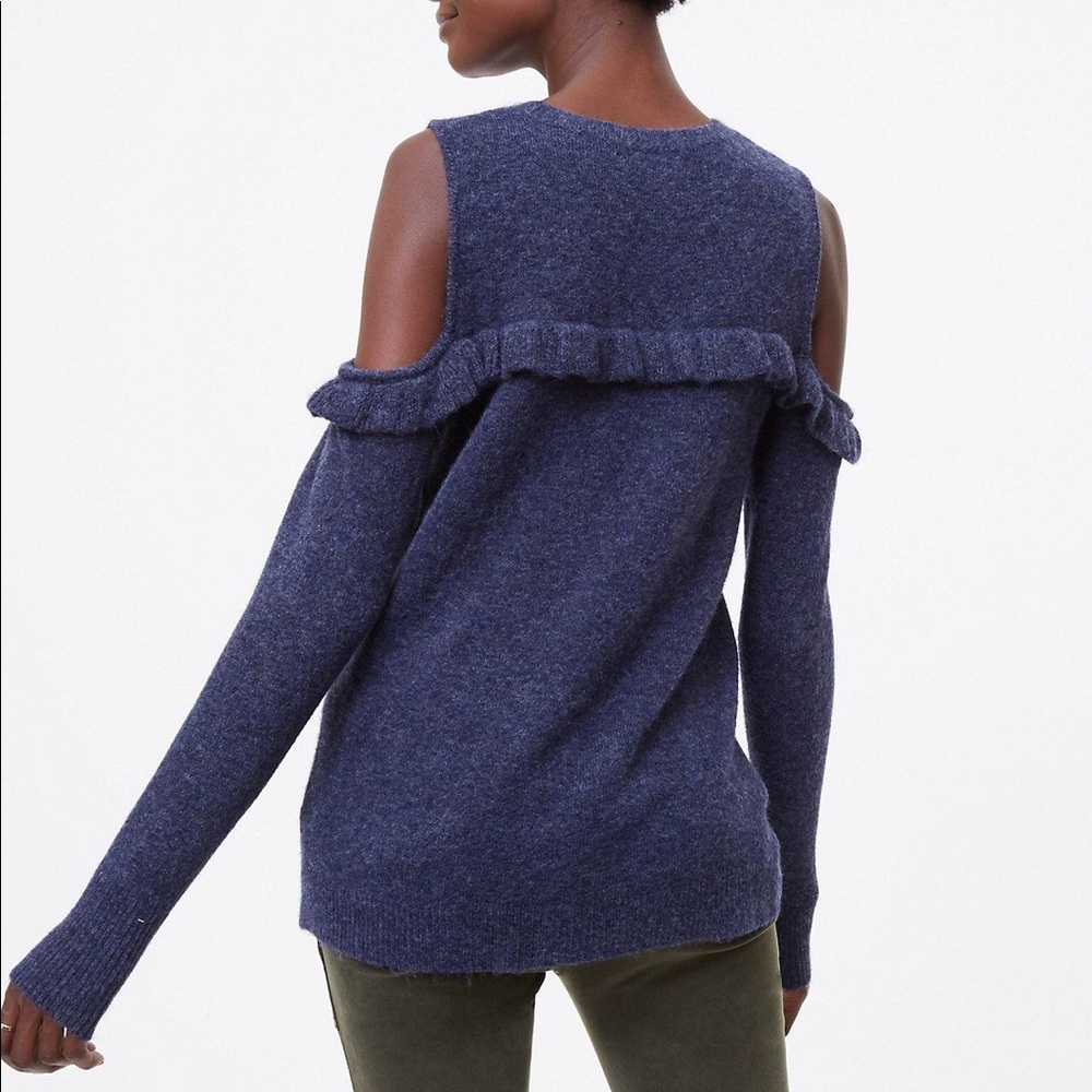 NWT Loft Blue Cold Shoulder Sweater